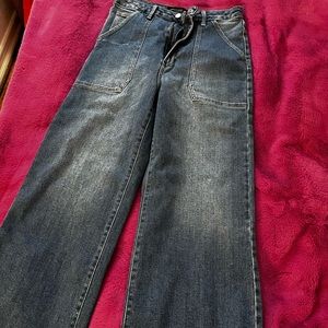 Just Black Denim High Rise Cargo pant pocket wide leg